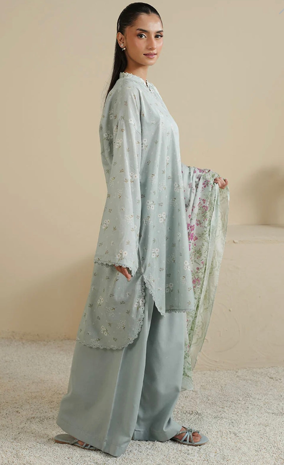 GRAY FROST-3PC PRINTED LAWN SUIT