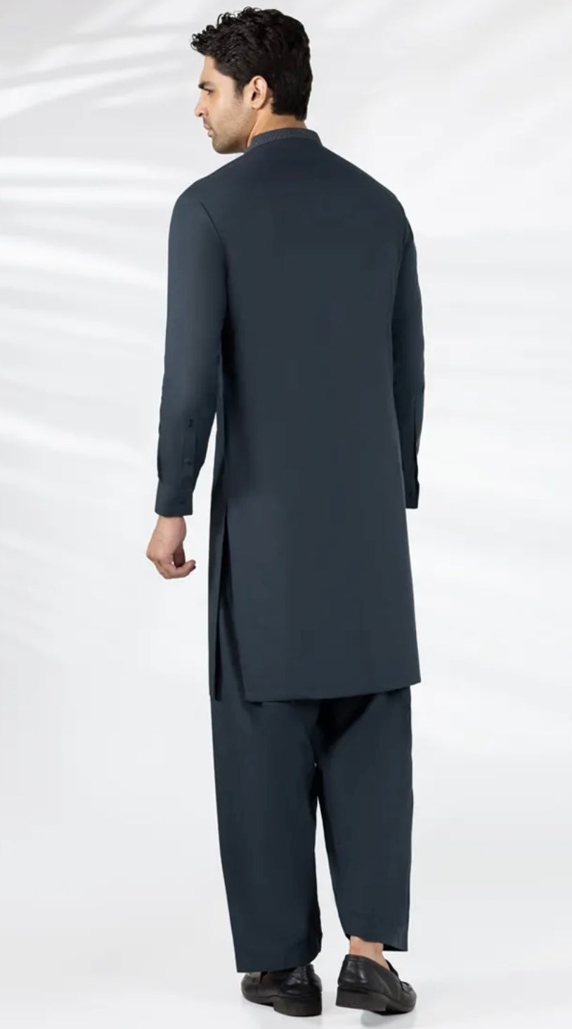 EMERALD GREEN BLENDED SEMI-FORMAL KAMEEZ SHALWAR
