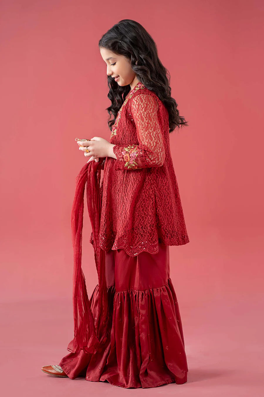 MARIAB GIRLS 3 Piece Embroidered Chantelle Suit