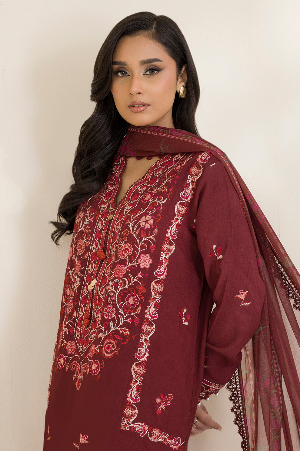 Embroidered Shirt Shalwar Dupatta - 0054