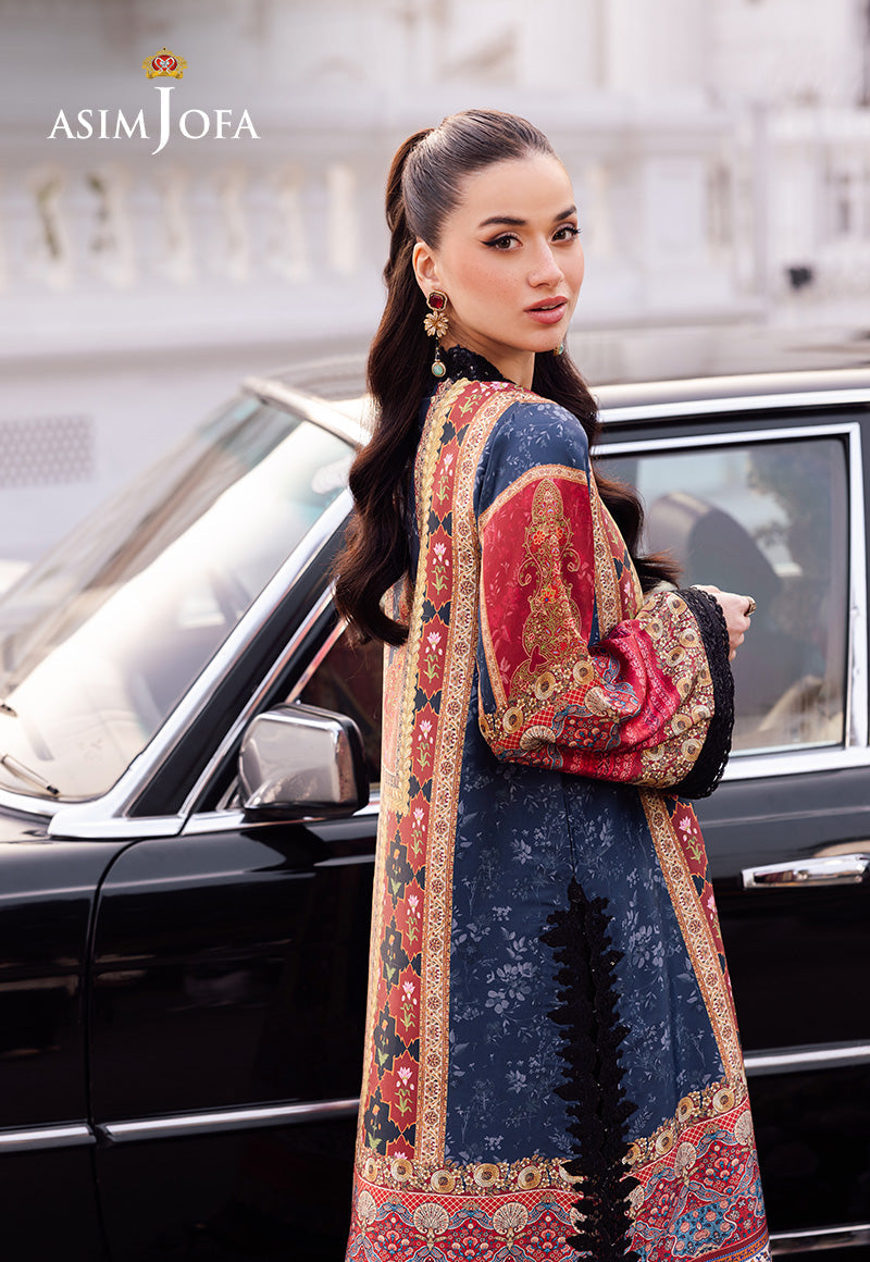 AJRS-05 DIGITALLY PRINTED EMBROIDERED BLENDED SILK 3 PCS