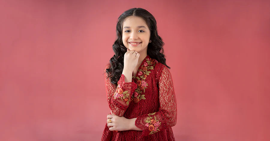 MARIAB GIRLS 3 Piece Embroidered Chantelle Suit