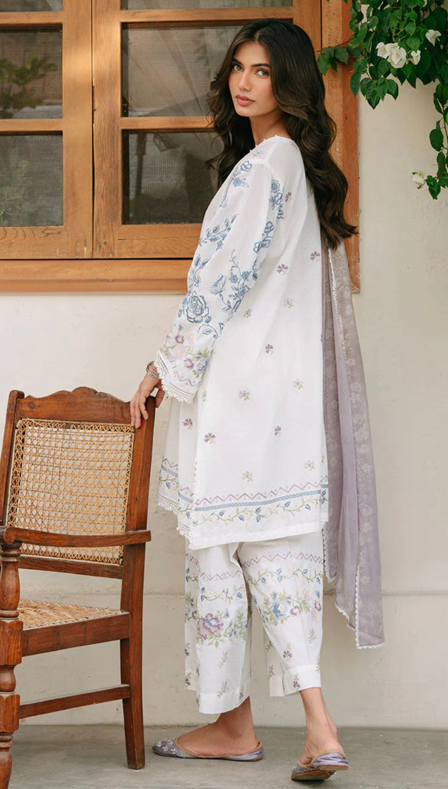 CROSS STITCH - ORNATE GEM-3PC EMBROIDERED CAMBRIC SUIT
