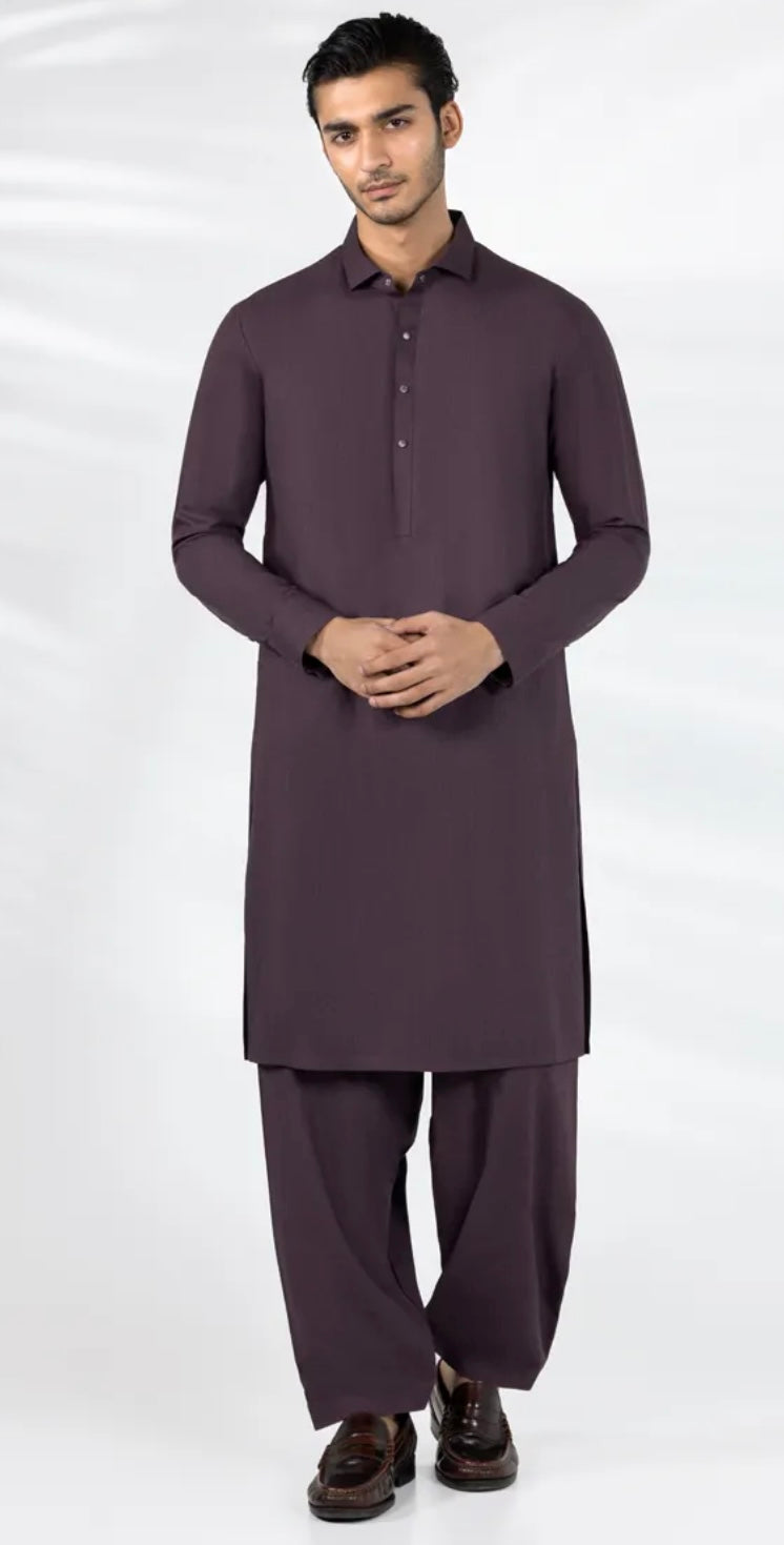 DARK PURPLE BLENDED CASUAL KAMEEZ SHALWAR