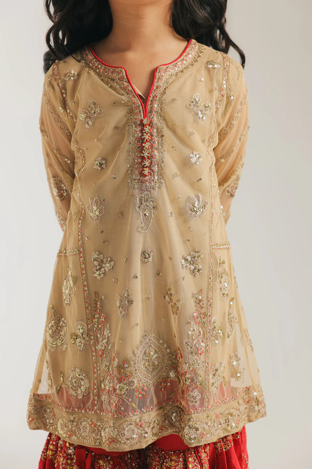 ETHNC GIRLS EMBROIDERED SUIT