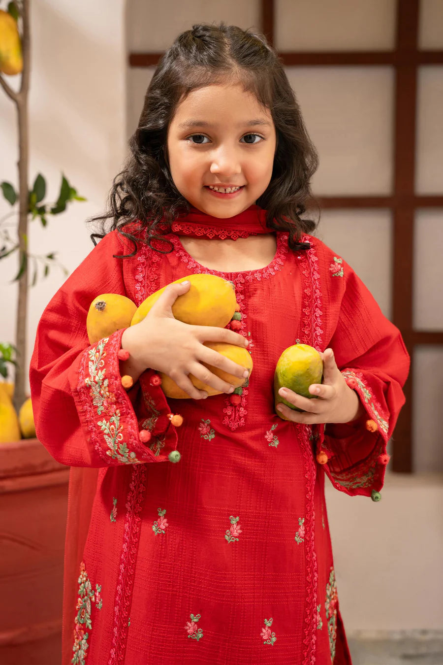 MARIAB GIRLS 3 Piece Embroidered Dobby Suit