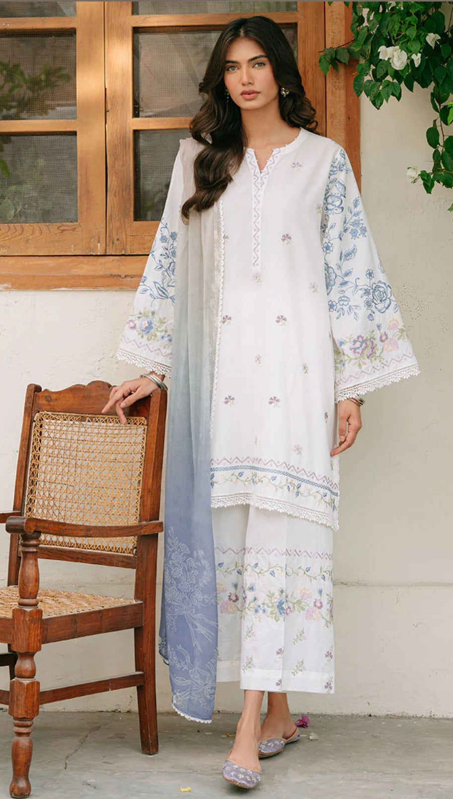 CROSS STITCH - ORNATE GEM-3PC EMBROIDERED CAMBRIC SUIT