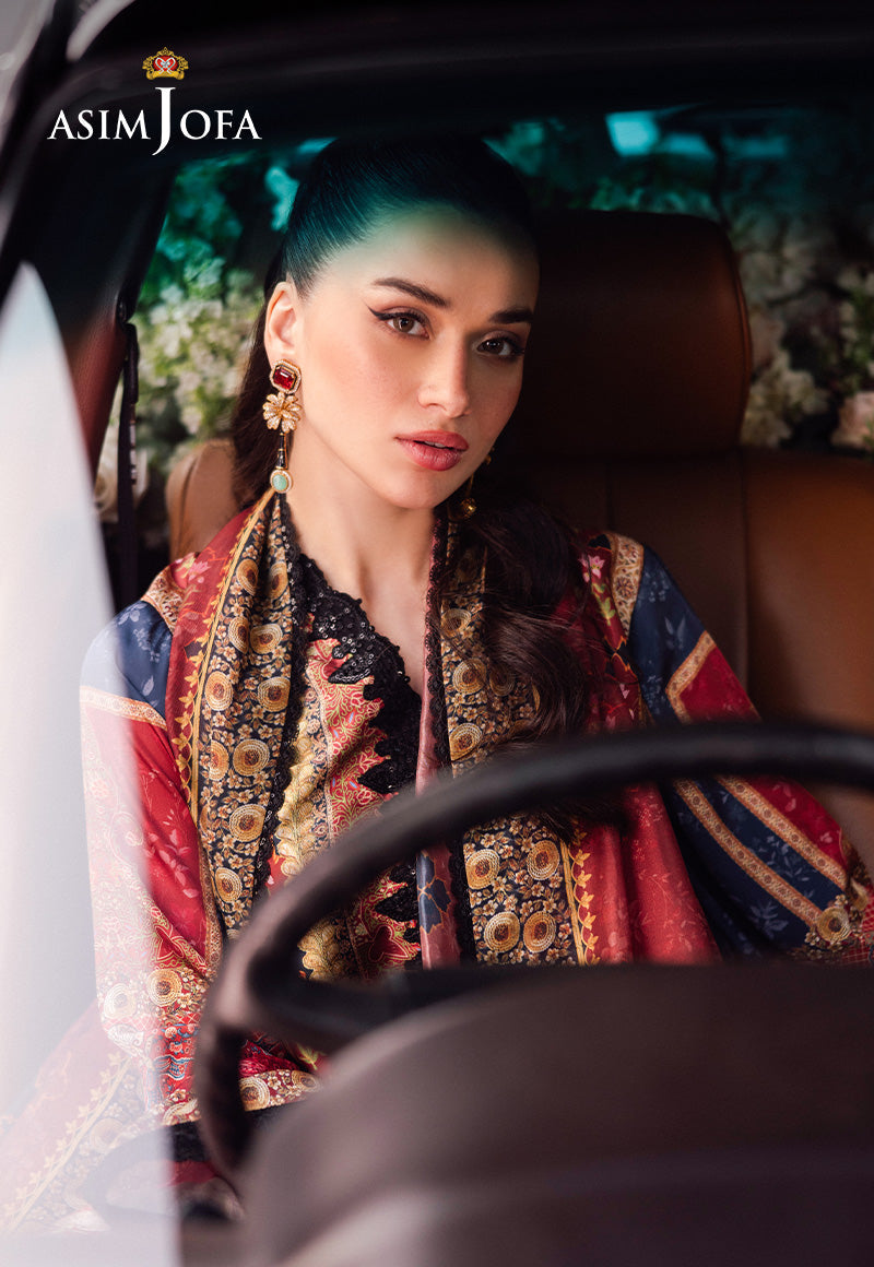 AJRS-05 DIGITALLY PRINTED EMBROIDERED BLENDED SILK 3 PCS