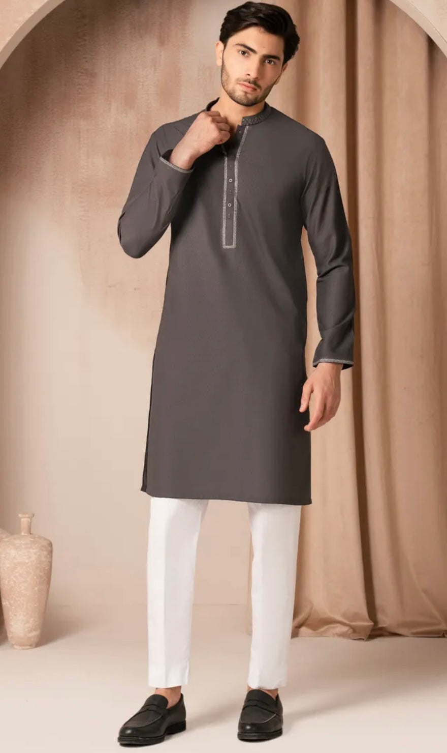 GREY BLENDED FORMAL KURTA