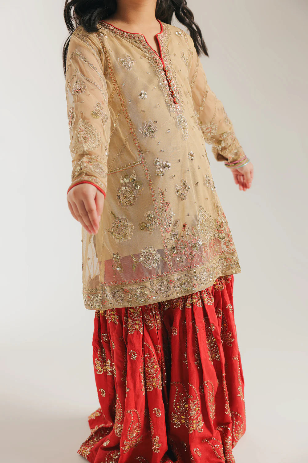ETHNC GIRLS EMBROIDERED SUIT