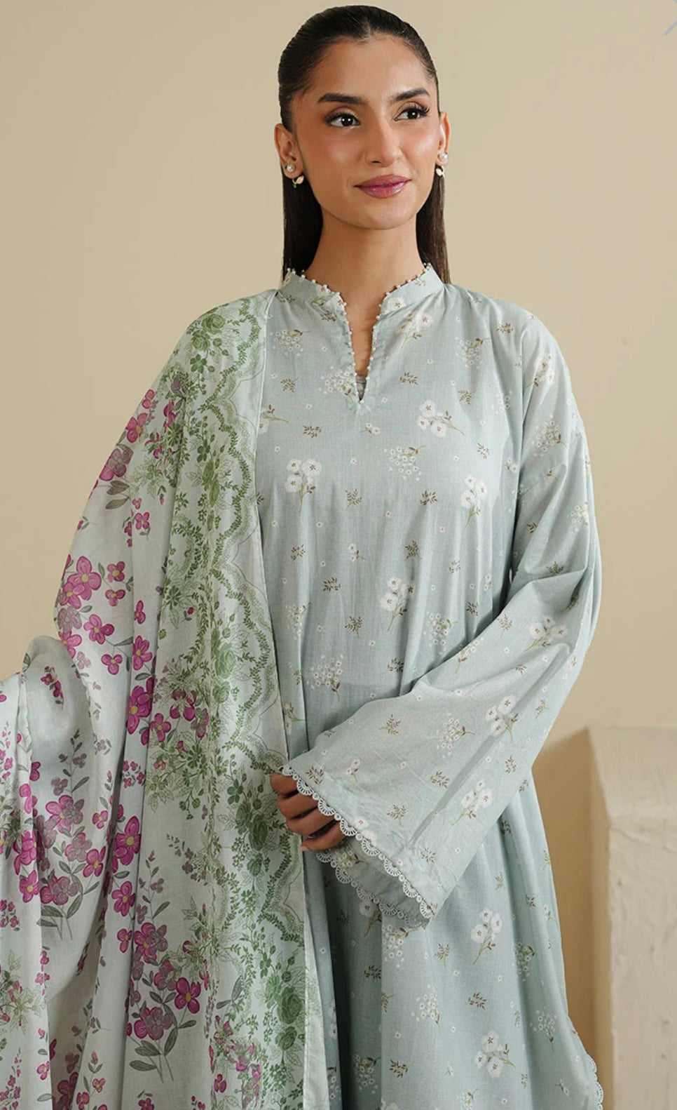 GRAY FROST-3PC PRINTED LAWN SUIT