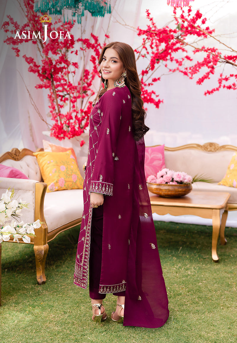 AJMJB-03 EMBROIDERED LAWN SILK STITCHED 3 PCS