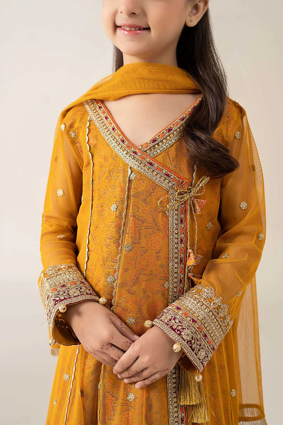 MARIAB GIRLS 3 Piece Embroidered Poly Net Suit