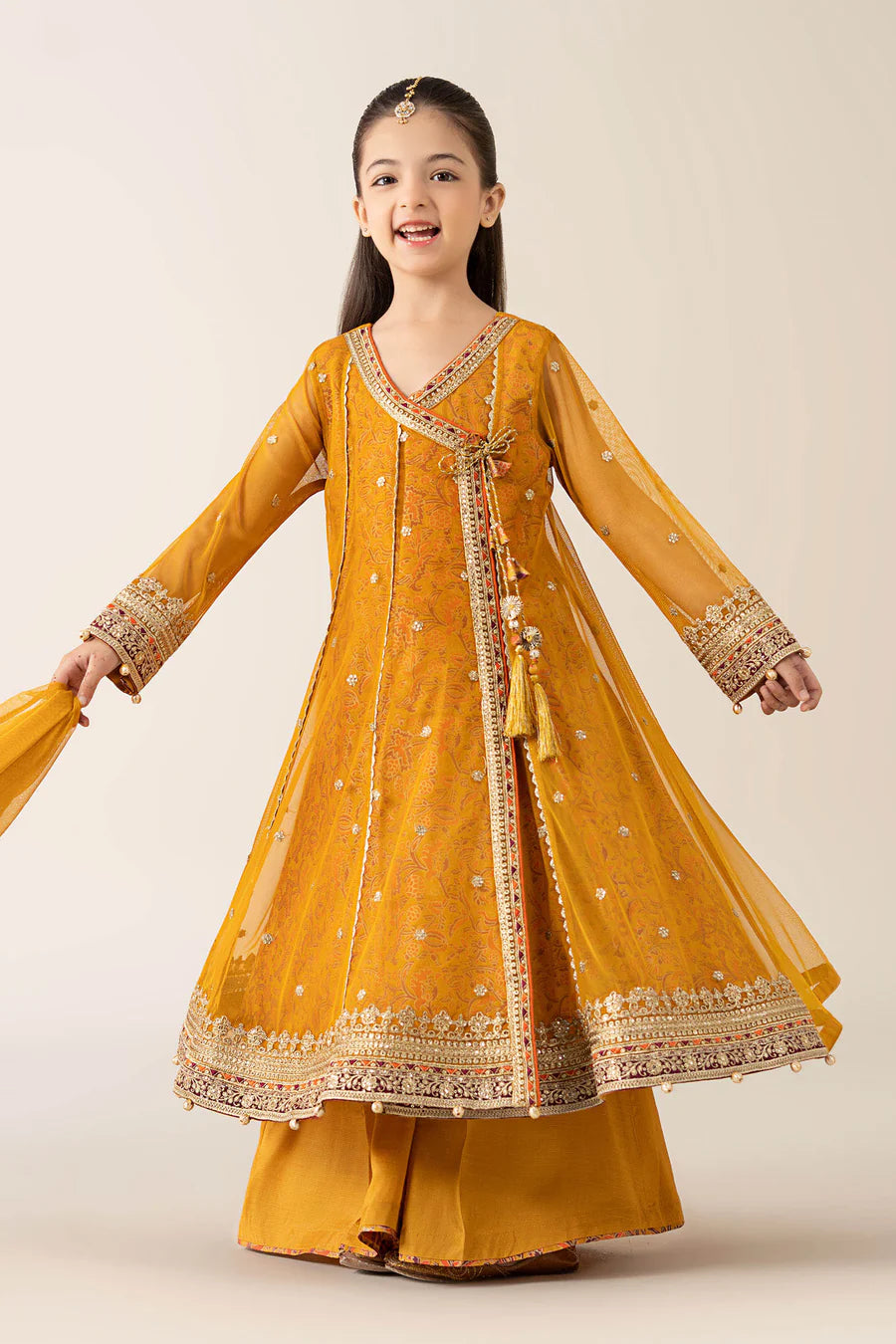 MARIAB GIRLS 3 Piece Embroidered Poly Net Suit