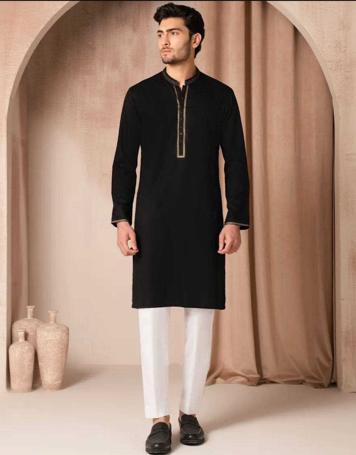 BLACK BLENDED FORMAL KURTA