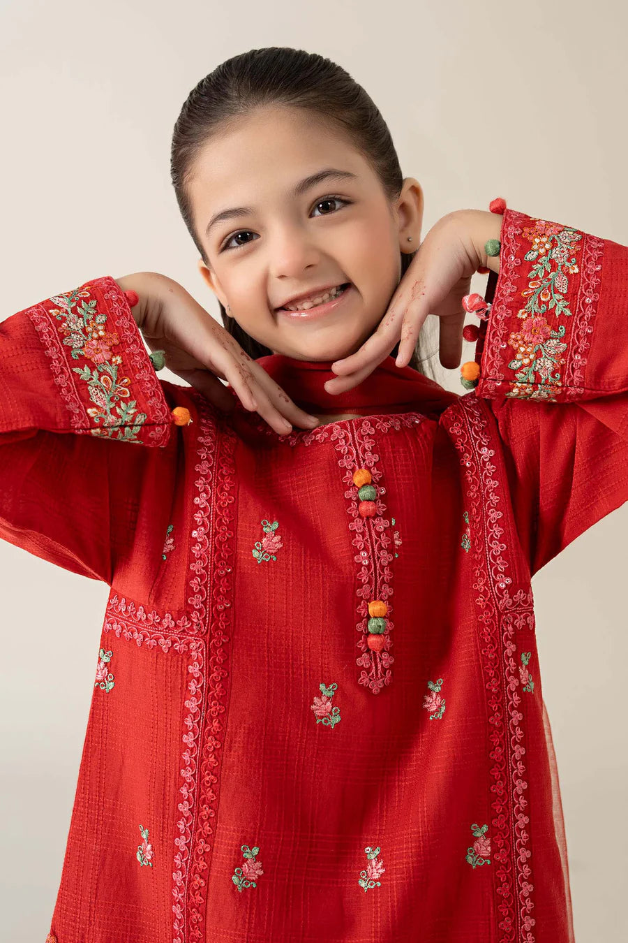 MARIAB GIRLS 3 Piece Embroidered Dobby Suit