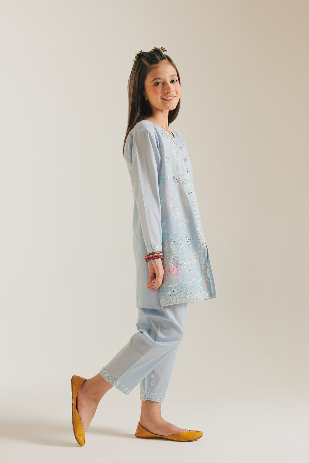ETHNC GIRLS EMBROIDERED SUIT