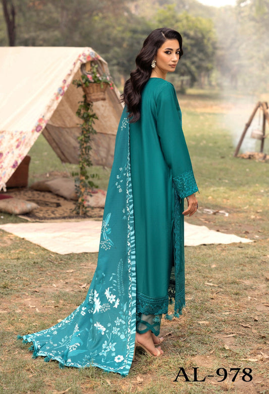 3-Piece Suit Embroidered Dhanak Chikankari