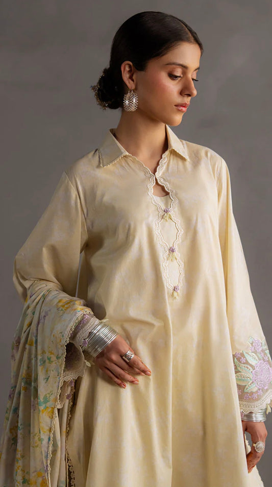 SUNSHINE GLOW-3PC PRINTED LAWN SUIT