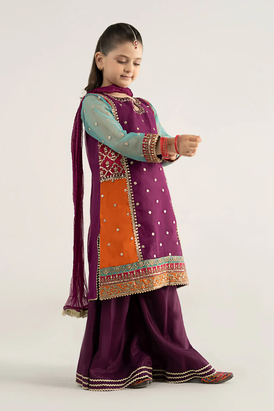MARIAB GIRLS 3 Piece Embroidered Poly Organza Suit