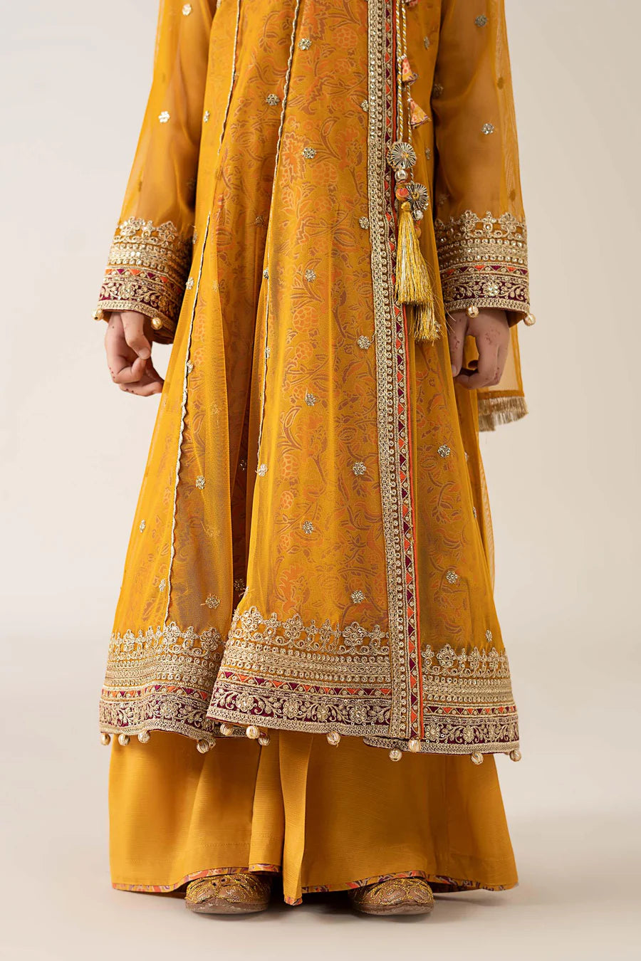 MARIAB GIRLS 3 Piece Embroidered Poly Net Suit
