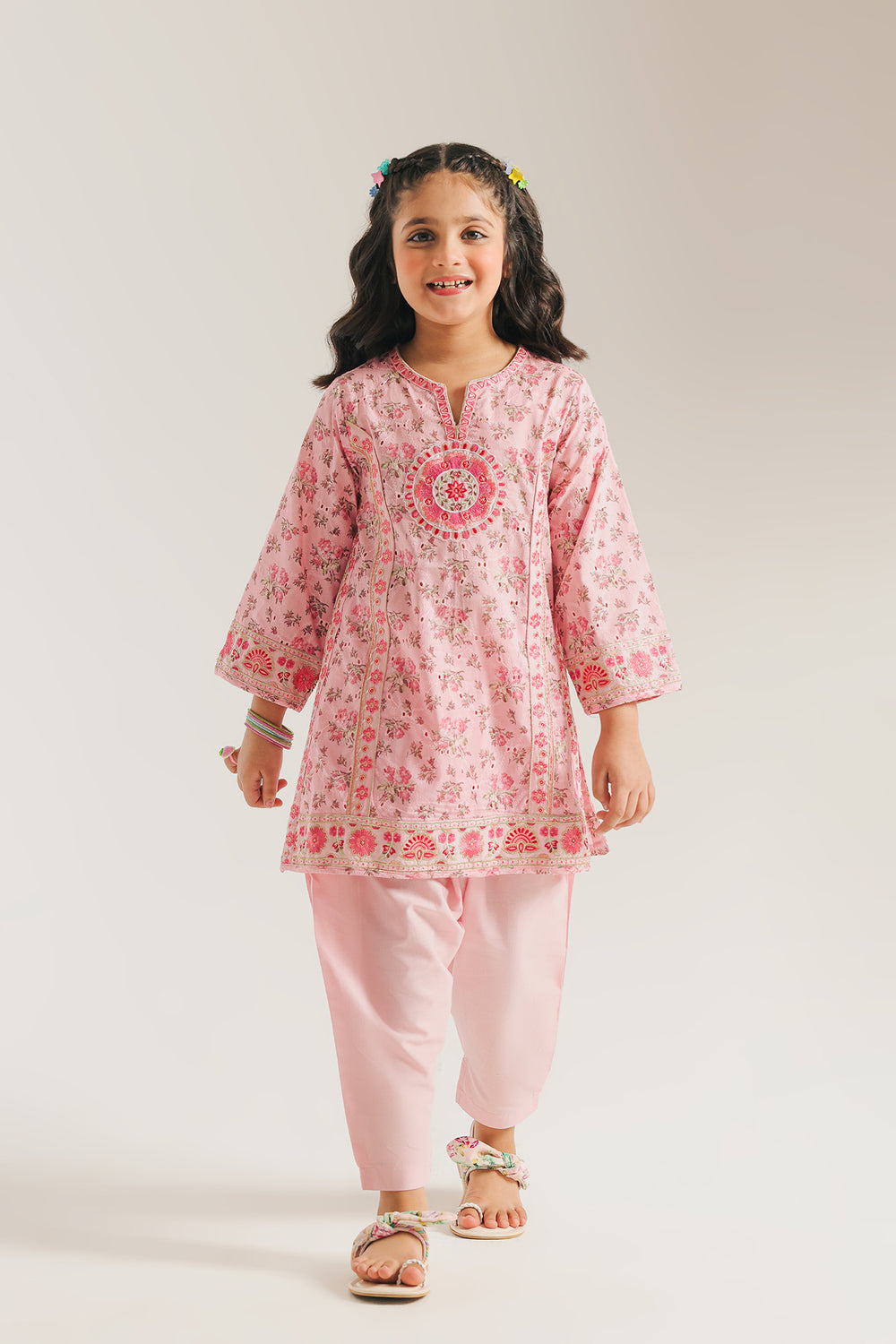 ETHNC GIRLS EMBROIDERED SUIT