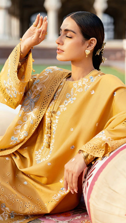 MUSTARD MIRAGE-3PC EMBROIDERED LAWN SUIT