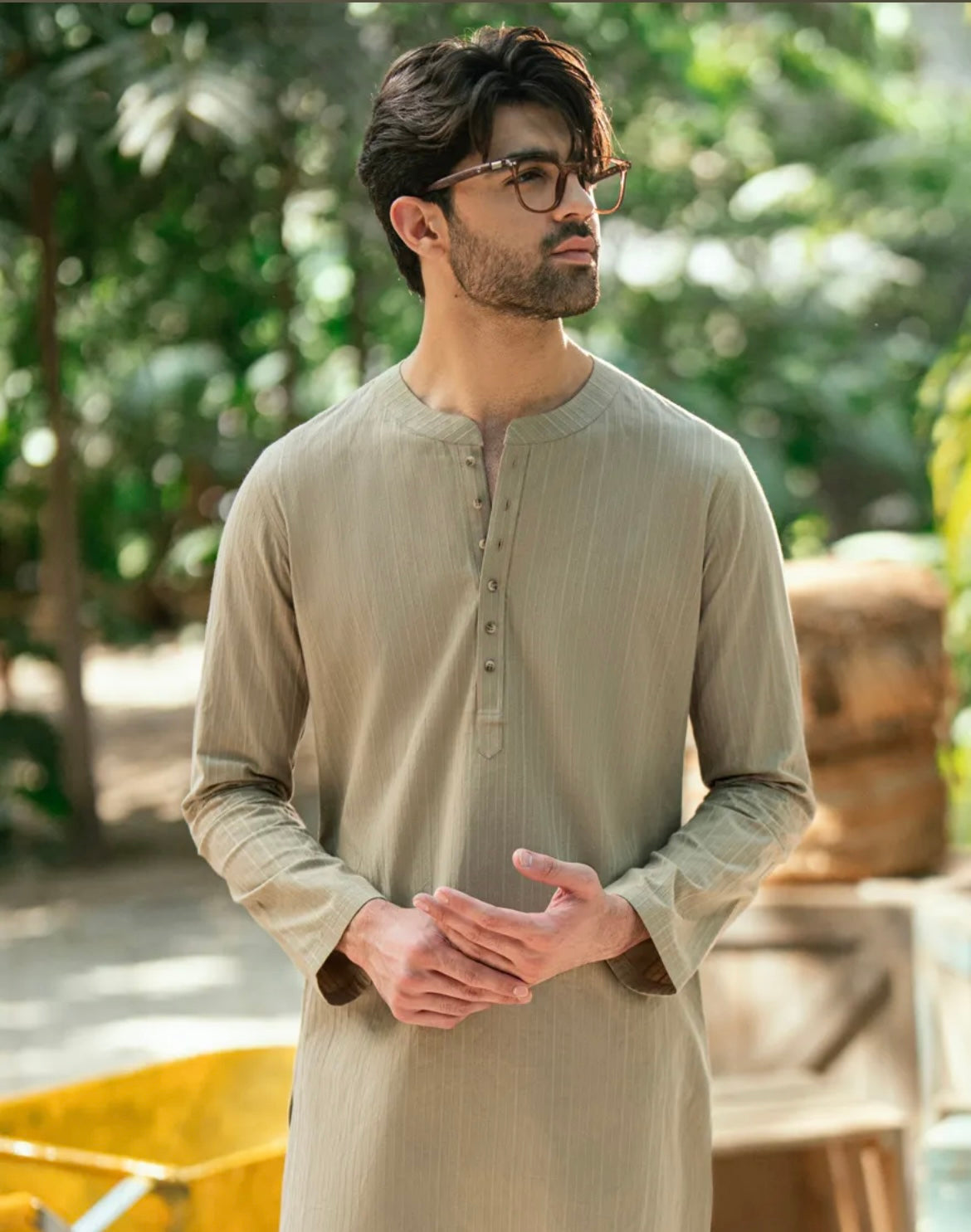 BEIGE BUNNAT COTTON CASUAL SHORT KURTA