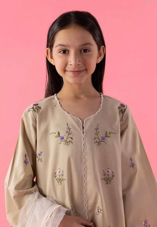Stitched Kids Embroidered Lawn Suit