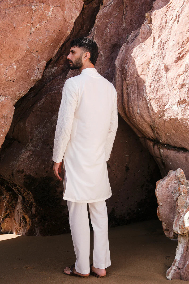 'Ivory White' Embroidered Kurta Pajama
