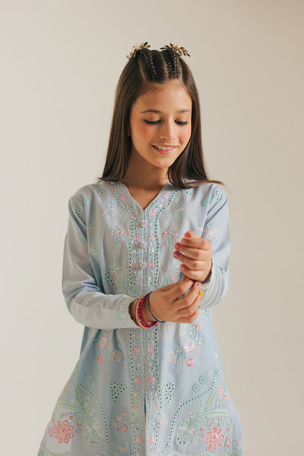 ETHNC GIRLS EMBROIDERED SUIT