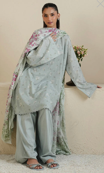 GRAY FROST-3PC PRINTED LAWN SUIT