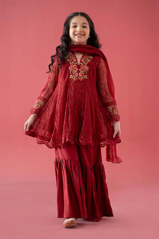 MARIAB GIRLS 3 Piece Embroidered Chantelle Suit
