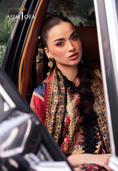 AJRS-05 DIGITALLY PRINTED EMBROIDERED BLENDED SILK 3 PCS