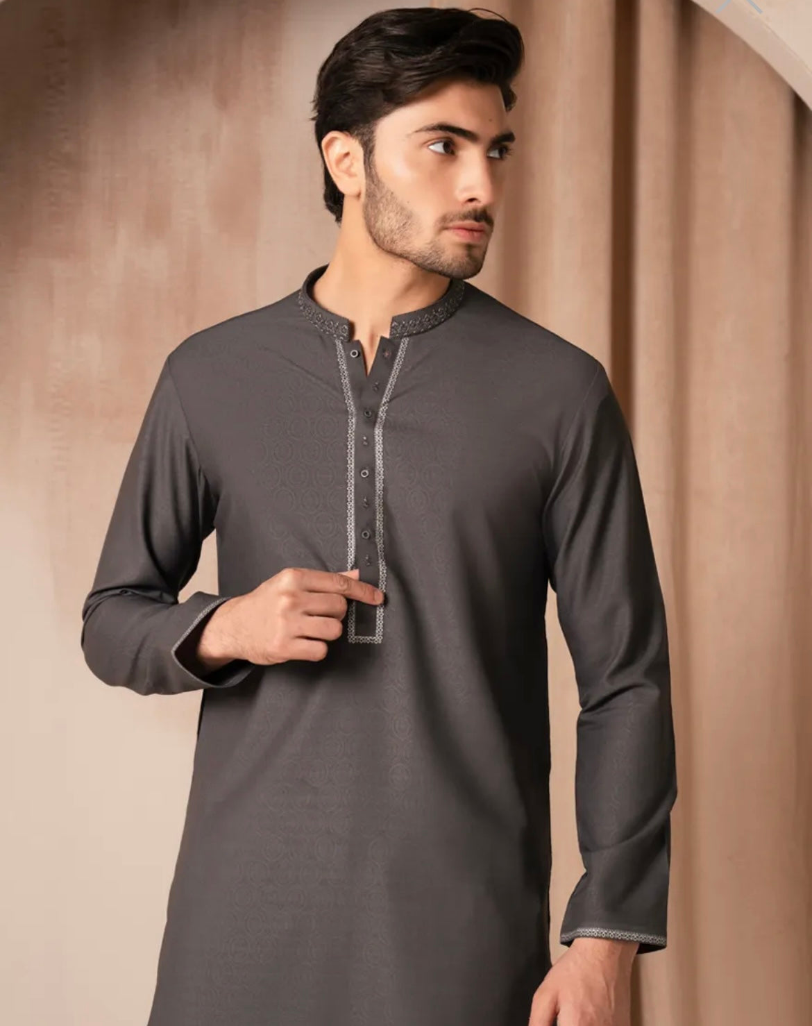 GREY BLENDED FORMAL KURTA