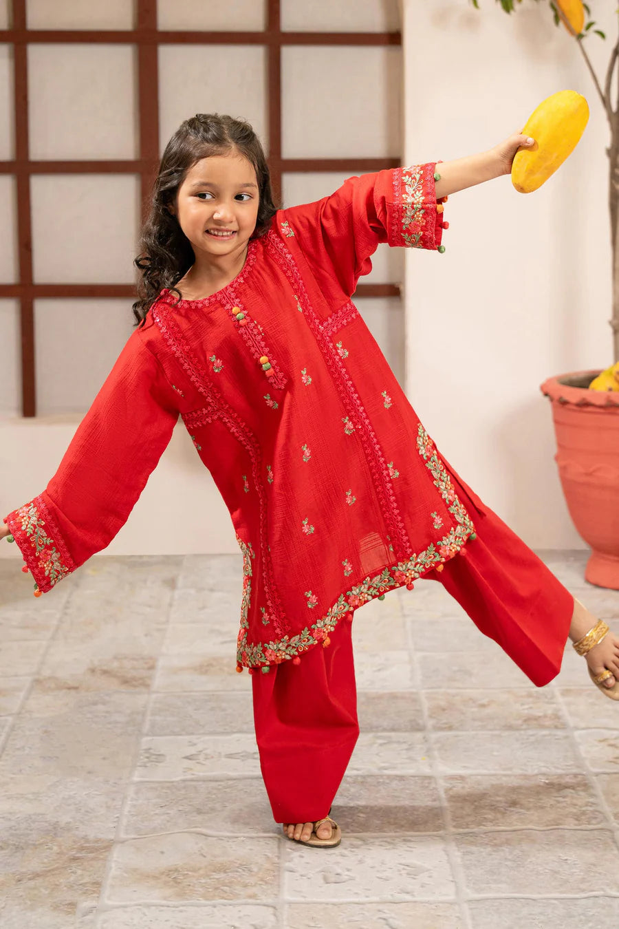 MARIAB GIRLS 3 Piece Embroidered Dobby Suit