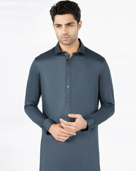 MIDNIGHT GREY BLENDED CASUAL KAMEEZ SHALWAR
