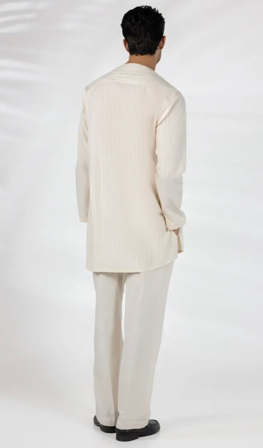 CREAM BUNNAT COTTON CASUAL SHORT KURTA