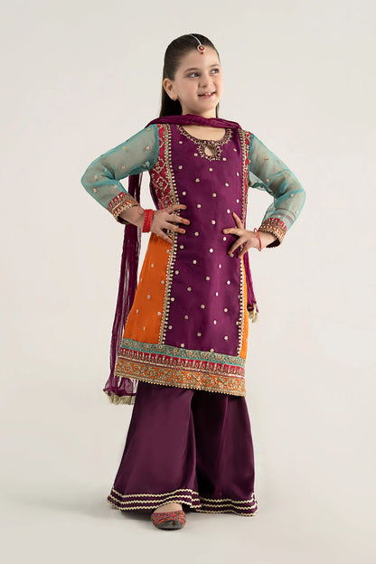 MARIAB GIRLS 3 Piece Embroidered Poly Organza Suit