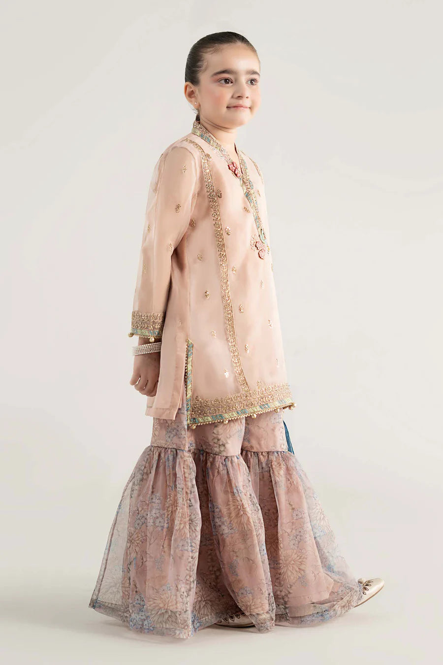 MARIAB GIRLS 3 Piece Embroidered Poly Organza Suit