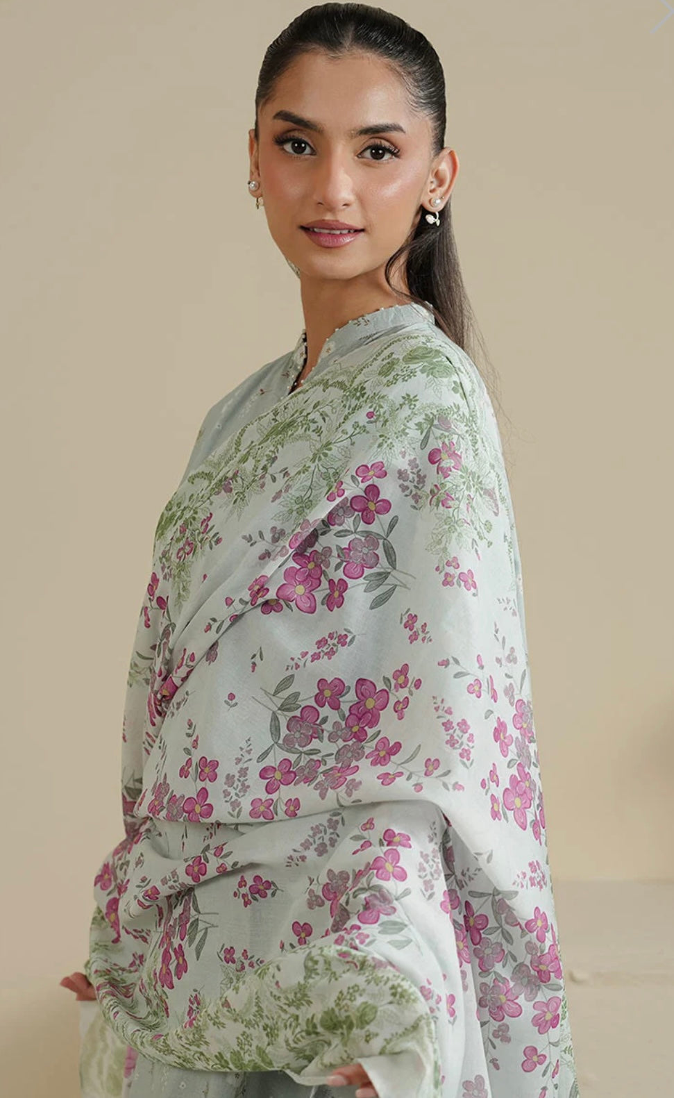 GRAY FROST-3PC PRINTED LAWN SUIT