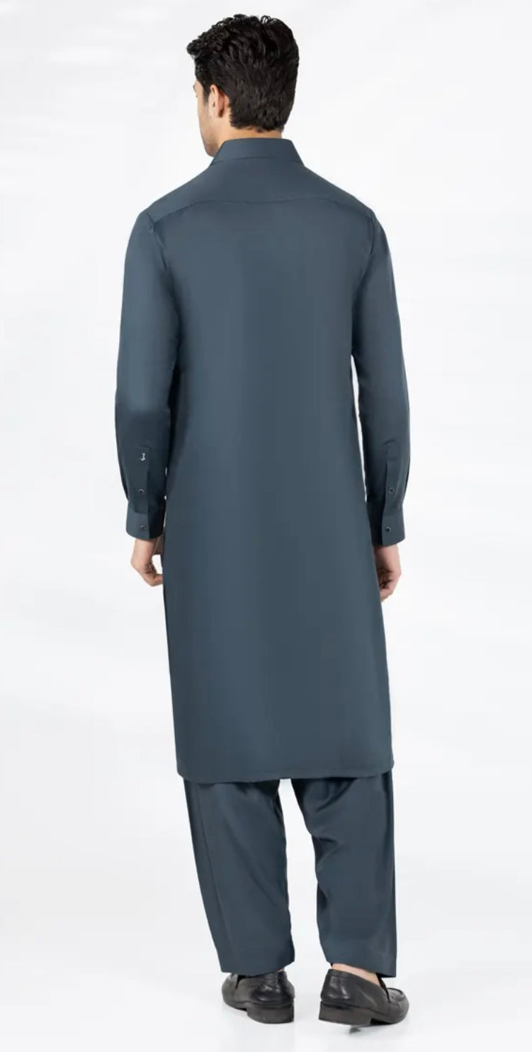 MIDNIGHT GREY BLENDED CASUAL KAMEEZ SHALWAR