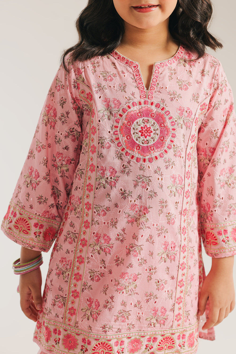 ETHNC GIRLS EMBROIDERED SUIT
