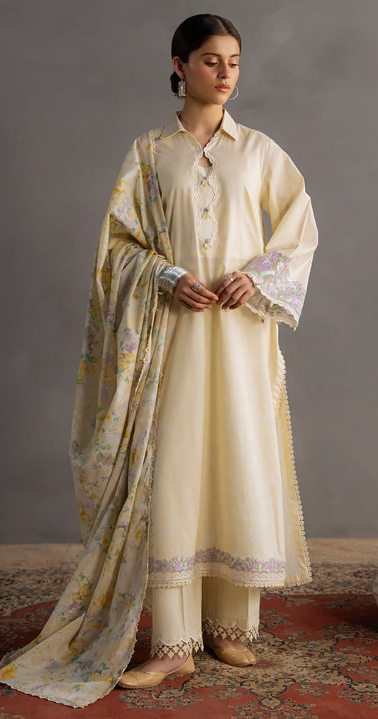 SUNSHINE GLOW-3PC PRINTED LAWN SUIT