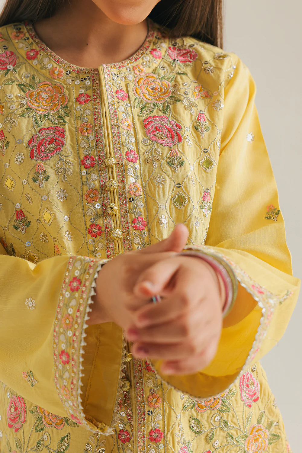 ETHNC GIRLS EMBROIDERED SUIT