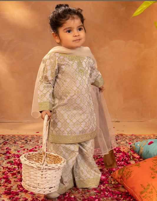 GREEN SILK EMBROIDERED 3PC STITCHED