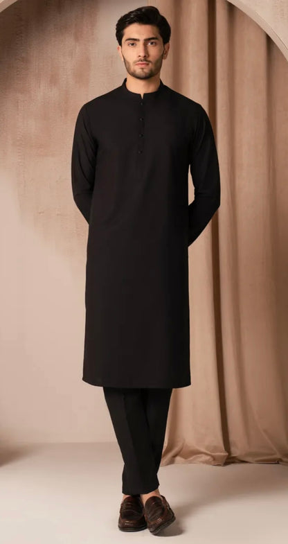 BLACK BLENDED KURTA TROUSER