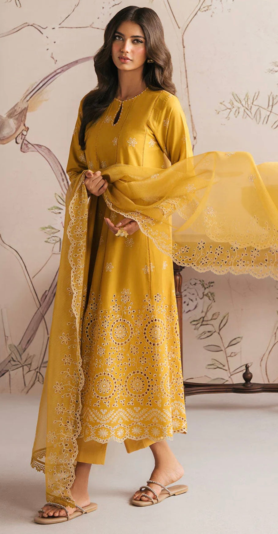 AMBER GLOW-3PC CHIKANKARI SUIT