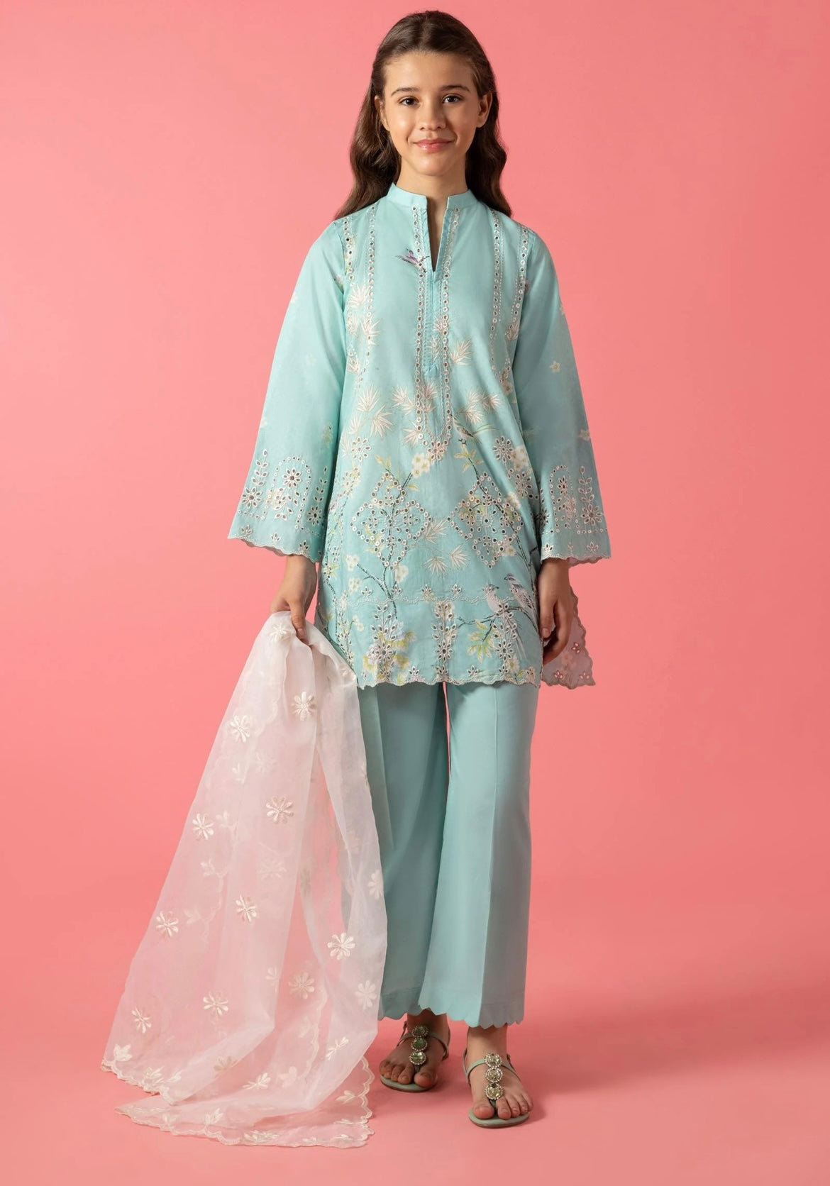 SANA SAFINAZ GIRLS Stitched Kids Embroidered Lawn Suit
