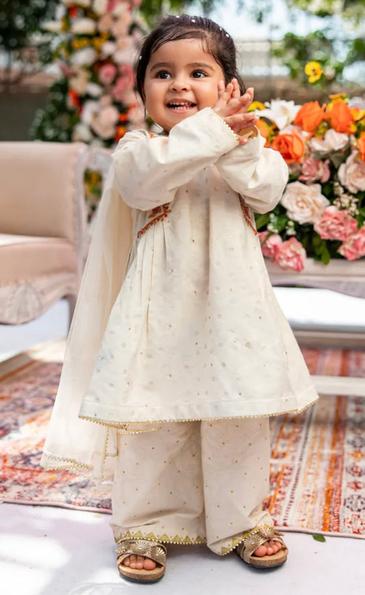 OFF WHITE KHADDI EMBROIDERED 3PC STITCHED
